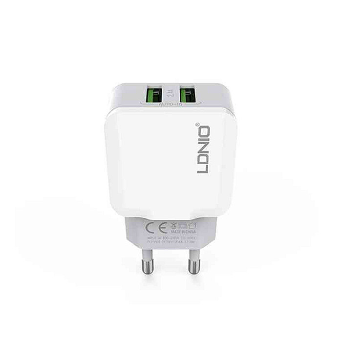 LDNIO A2202 Dual USB Ports Travel Charger with Lightning Cable